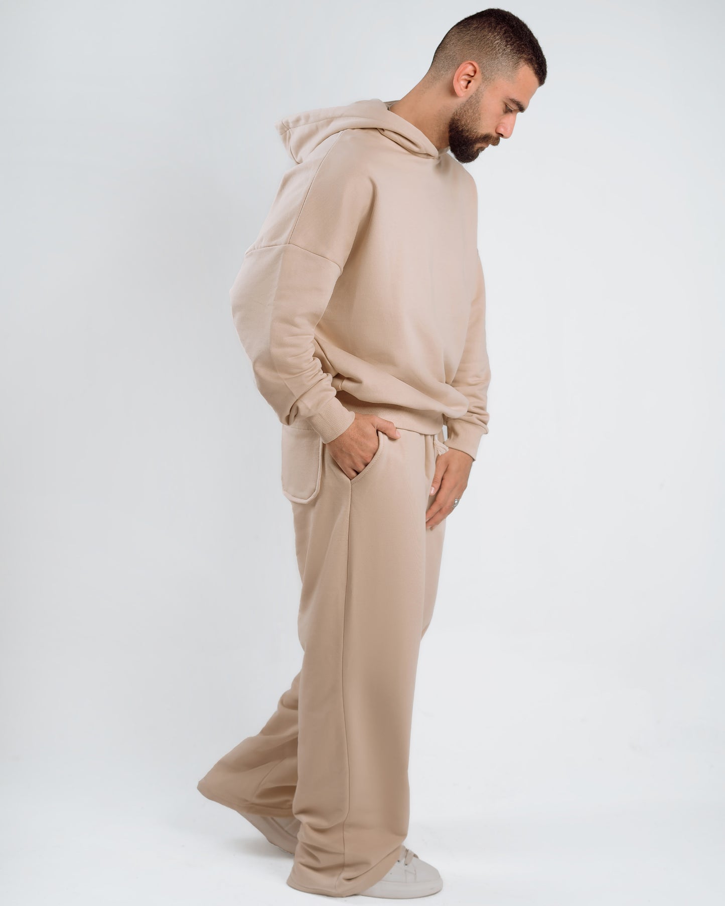 Wide Leg Sweatpants – Premium Cotton – Beige