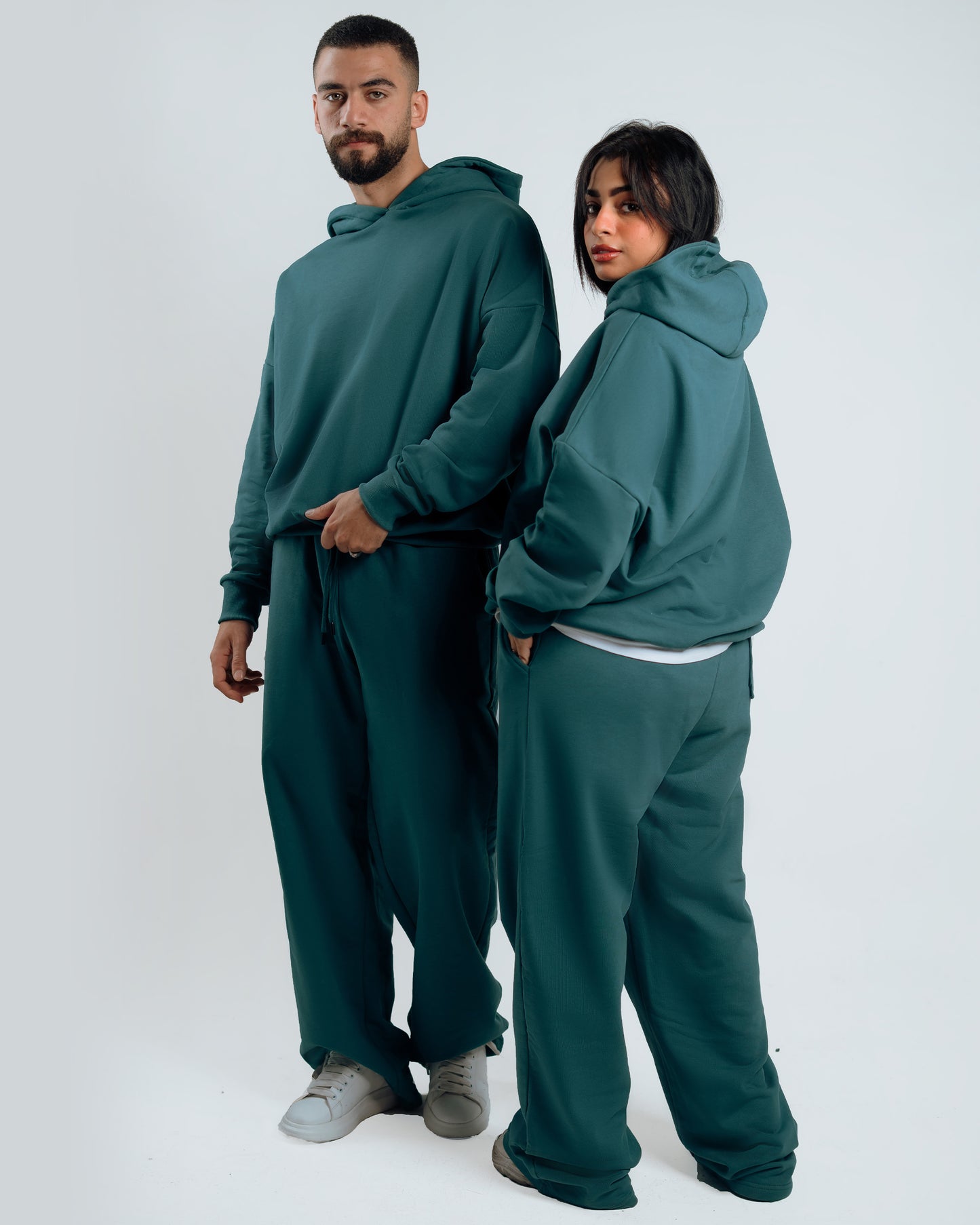 Men’s Oversized Hoodie & Wide-Leg Pants Set – Green