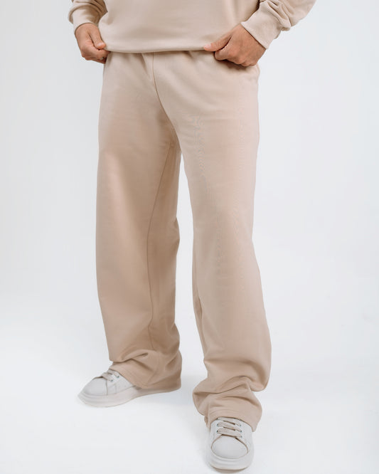 Wide Leg Sweatpants – Premium Cotton – Beige