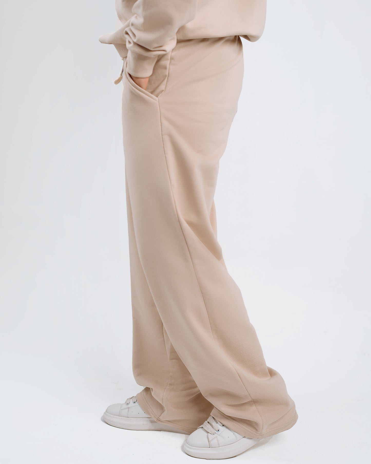 Wide Leg Sweatpants – Premium Cotton – Beige