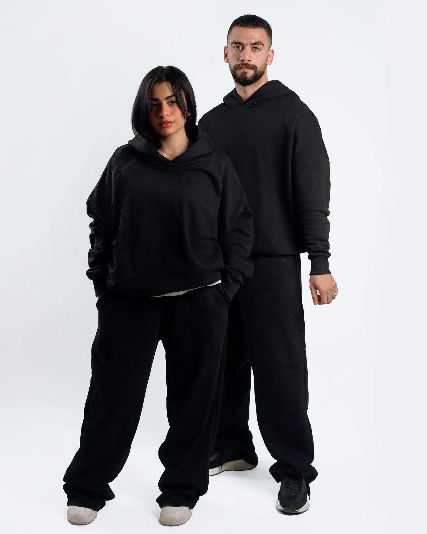 Men’s Oversized Hoodie & Wide-Leg Pants Set – Black