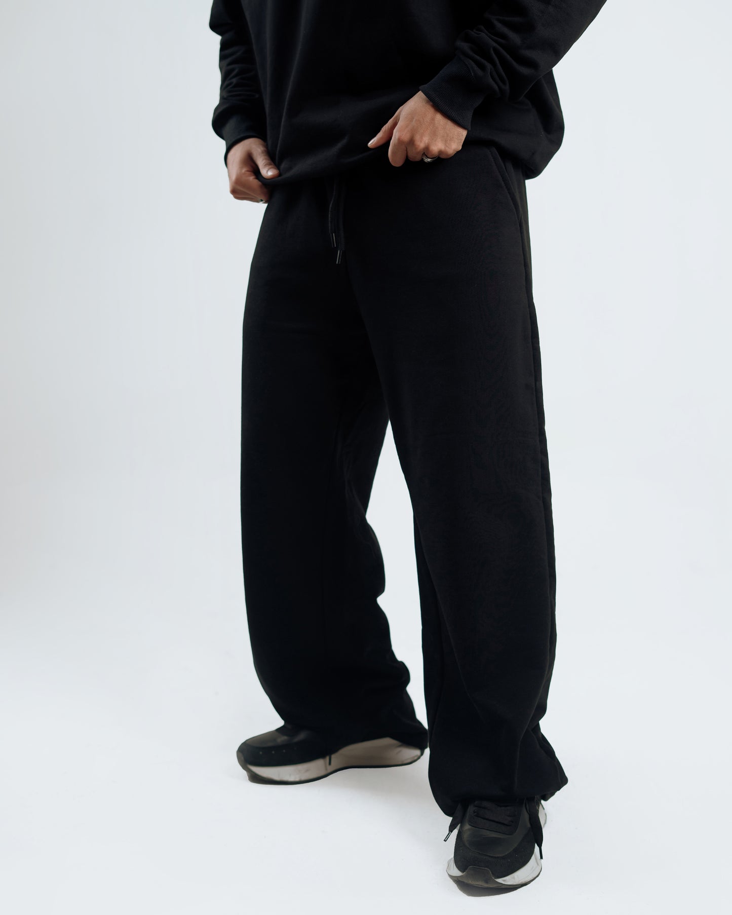 Wide Leg Sweatpants – Premium Cotton – Black