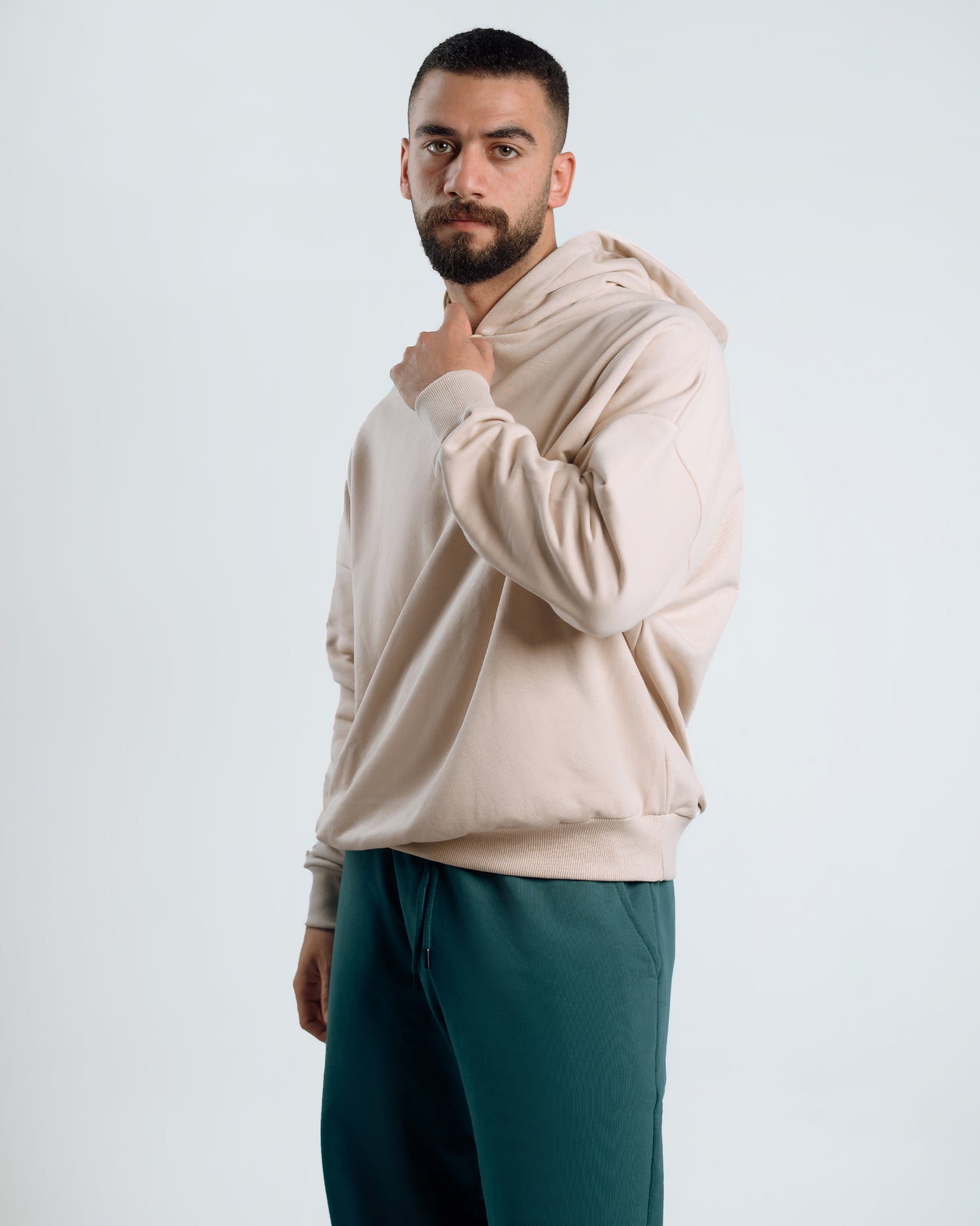 Unisex Hoodie & Wide-Leg Pants Set – Beige & Dark Green