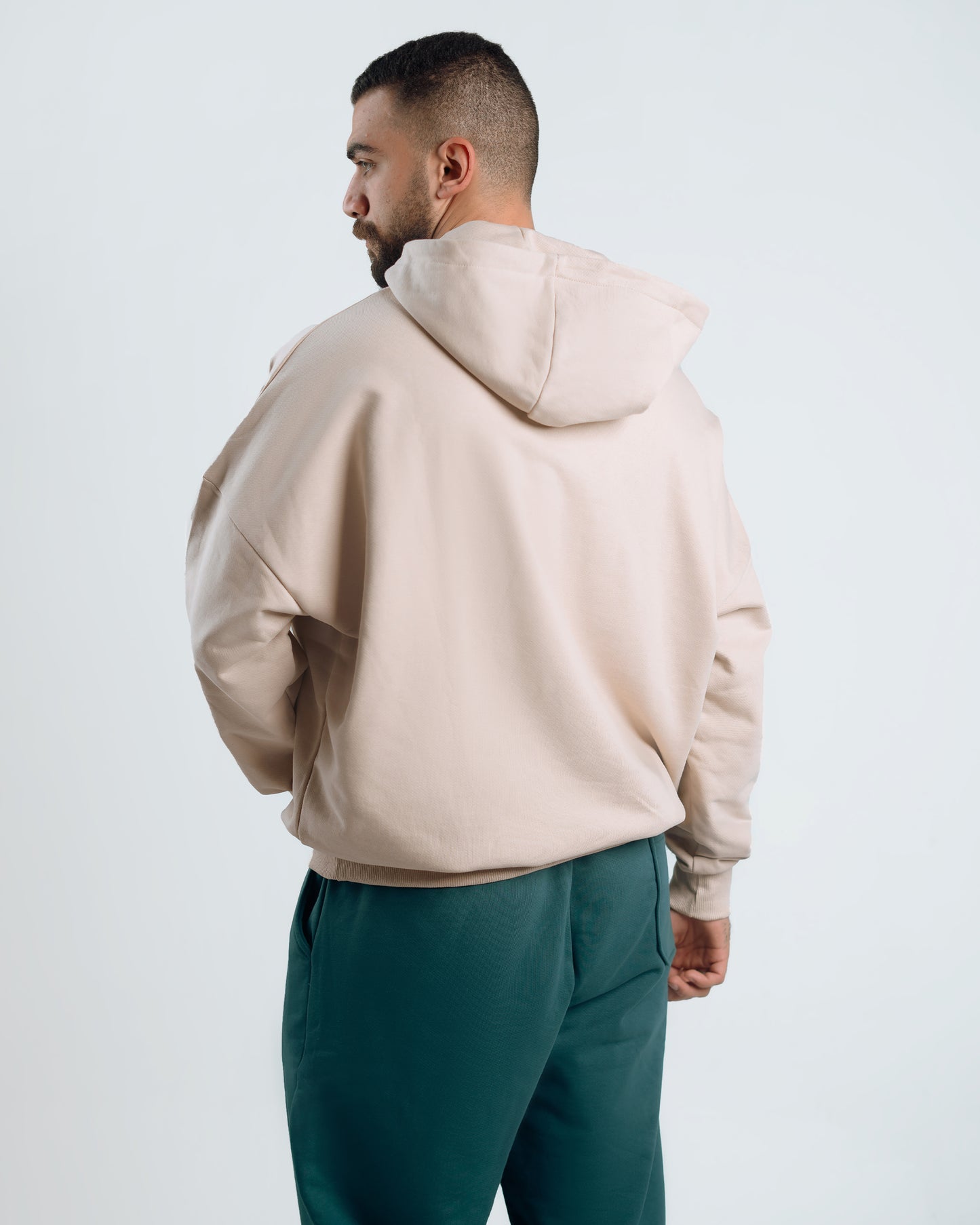 Unisex Hoodie & Wide-Leg Pants Set – Beige & Dark Green