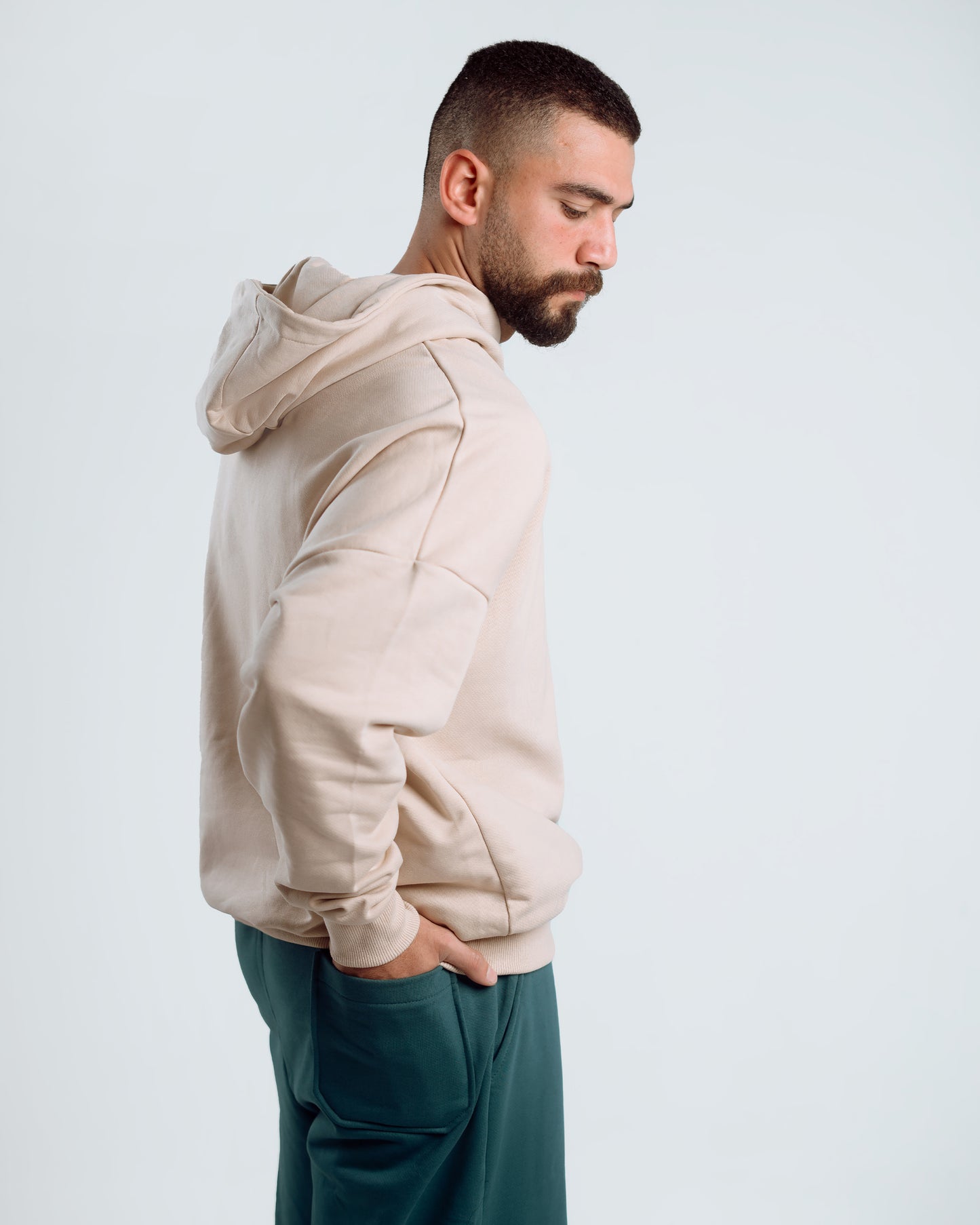 Unisex Hoodie & Wide-Leg Pants Set – Beige & Dark Green