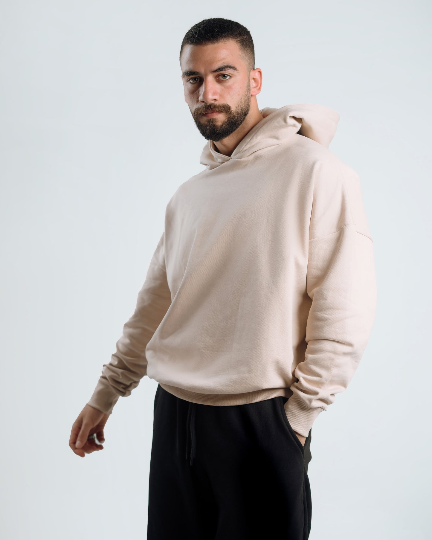 Unisex Hoodie & Wide-Leg Pants Set – Beige & Black