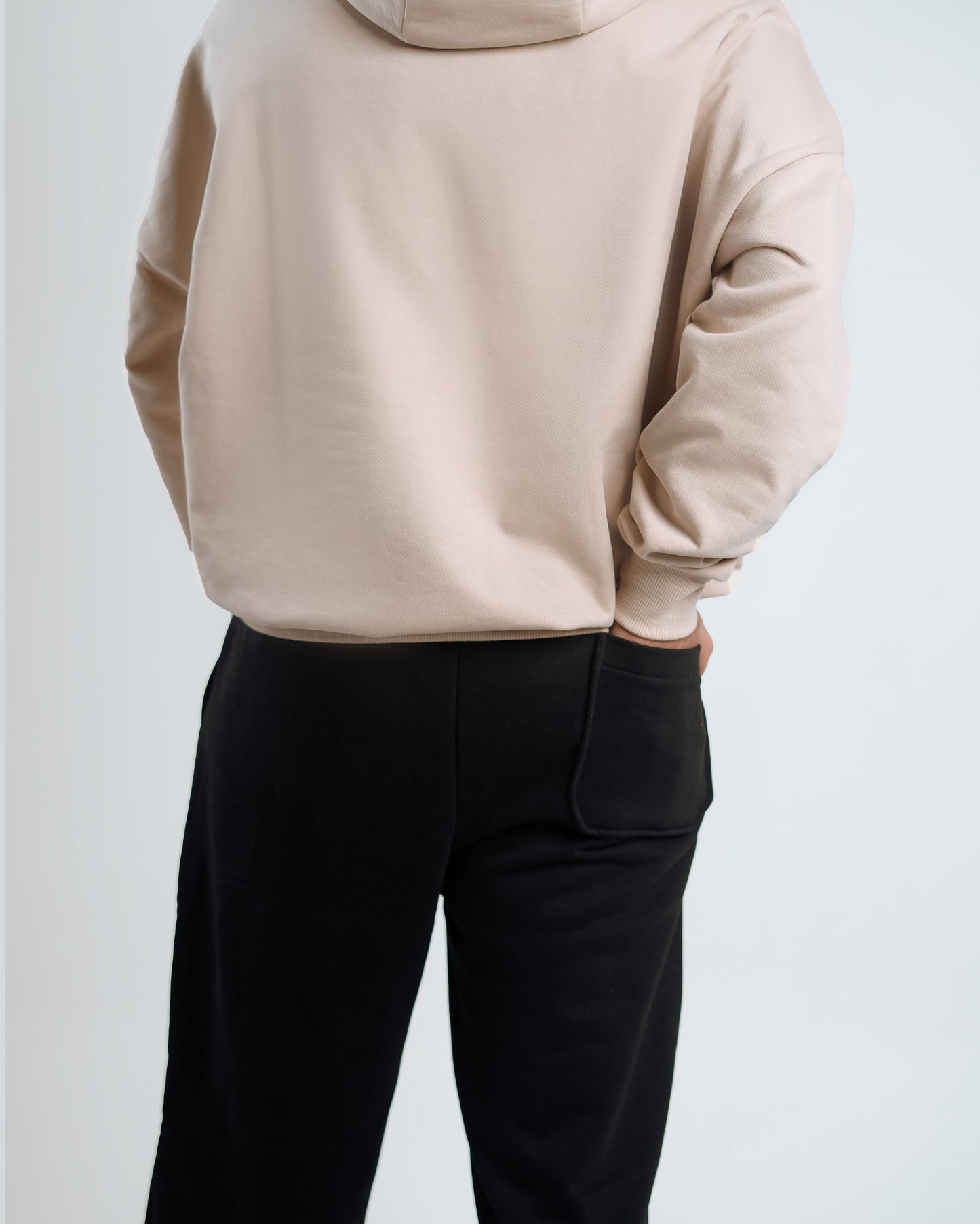 Unisex Hoodie & Wide-Leg Pants Set – Beige & Black